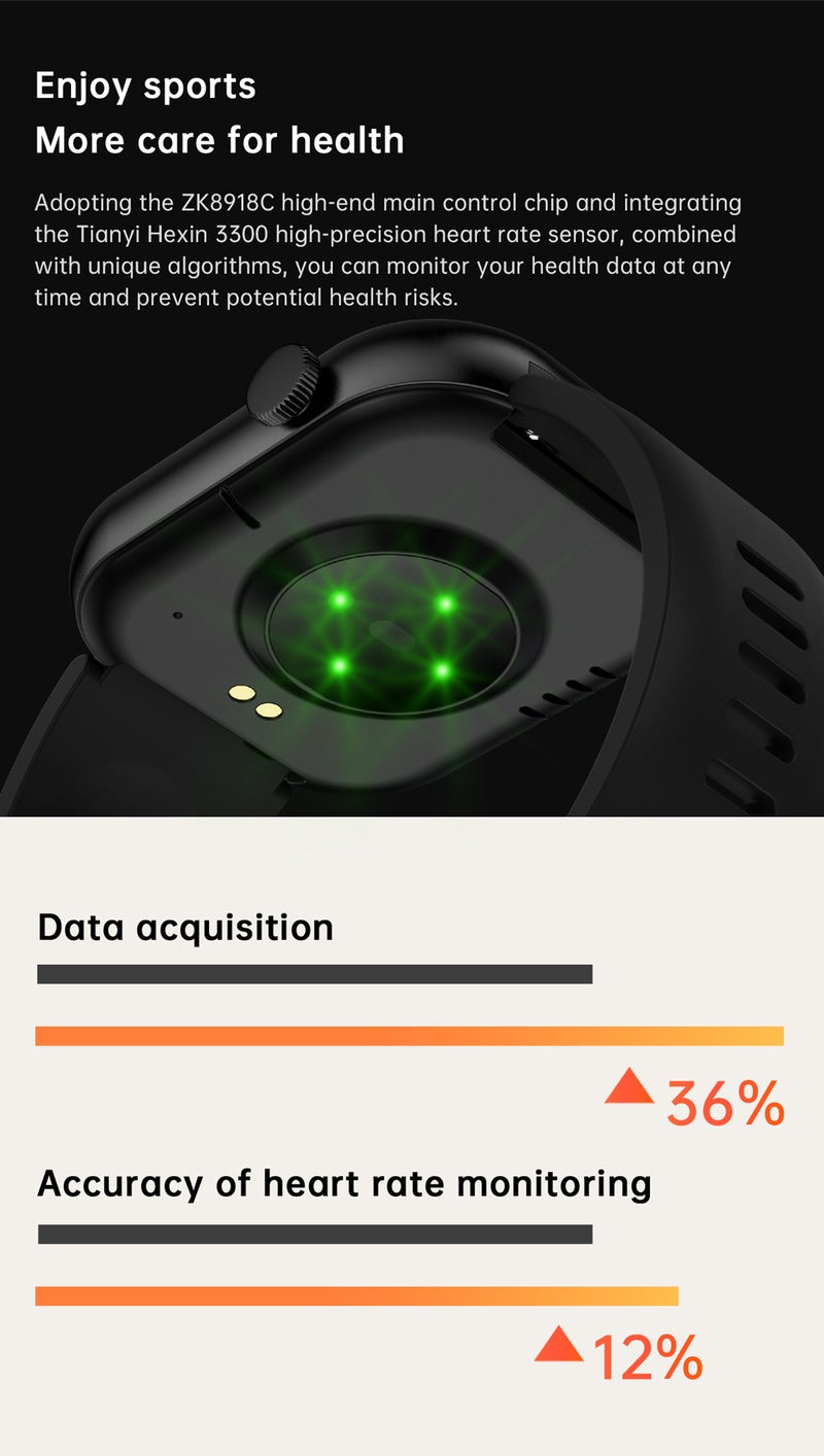 Smart Watch for Men Bluetooth Calling, Heart Rate Waterproof Fitness Tracker, Zinc Alloy Smartwatch for Women Black - Image 4